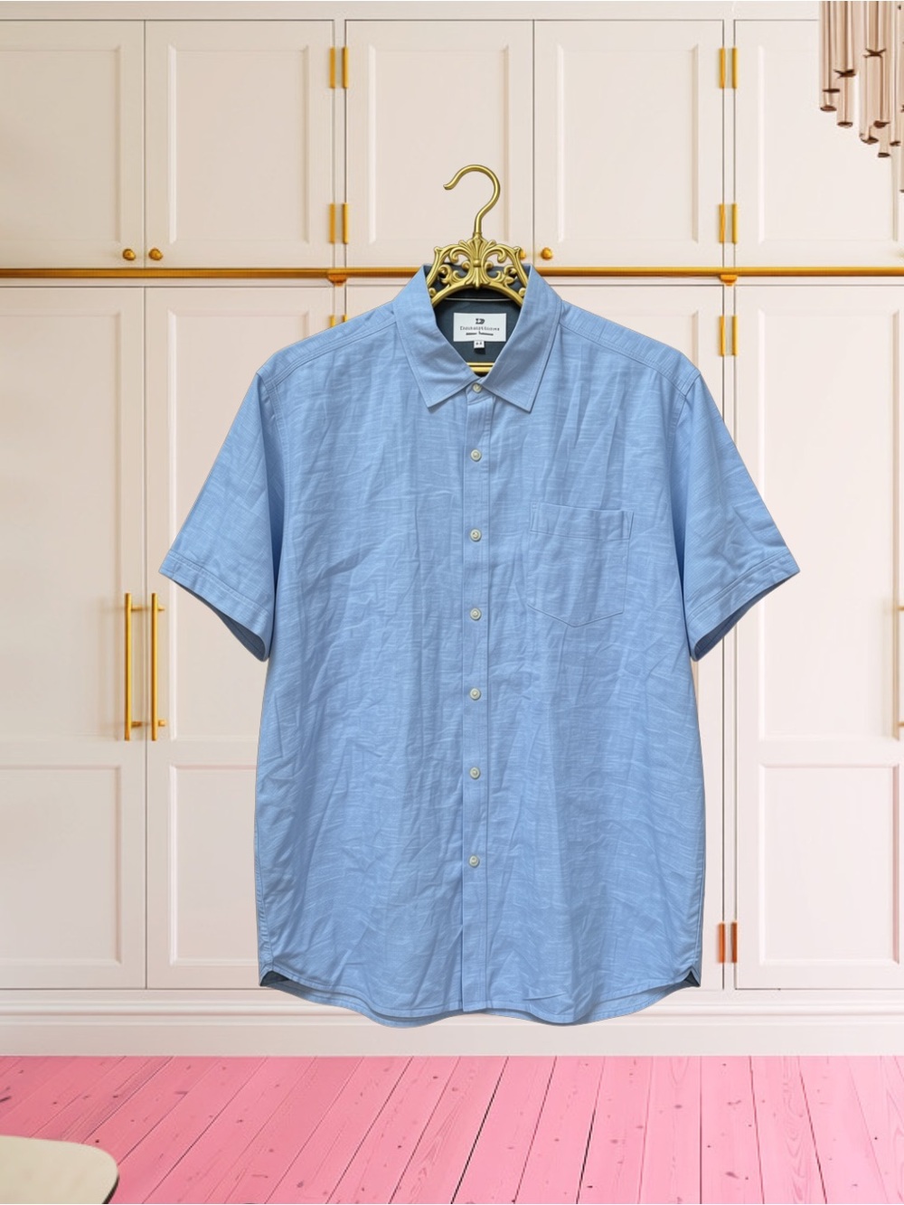 Thread & Cloth Men’s Linen Blend Short Sleeve Button Down Shirt Size Large